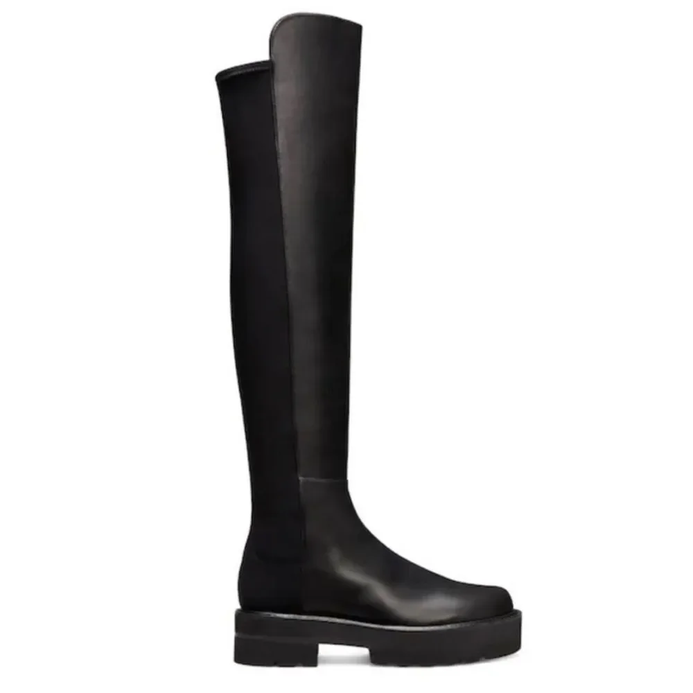 Stuart Weitzman 5050 Over-The-Knee Leather Combat Boots size 4.5